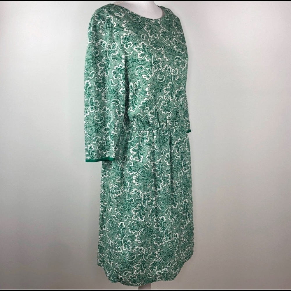 Boden Green Paisley Long Sleeve Dress 12